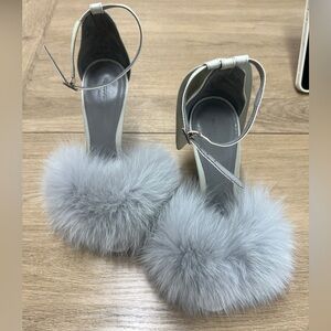 Alexander Wang Gray Heels with Gray Fur Trim Heel size 4”